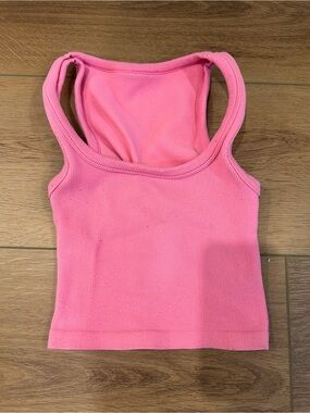 Pink Ribbed Tank Top - Women's Sleeveless Crop